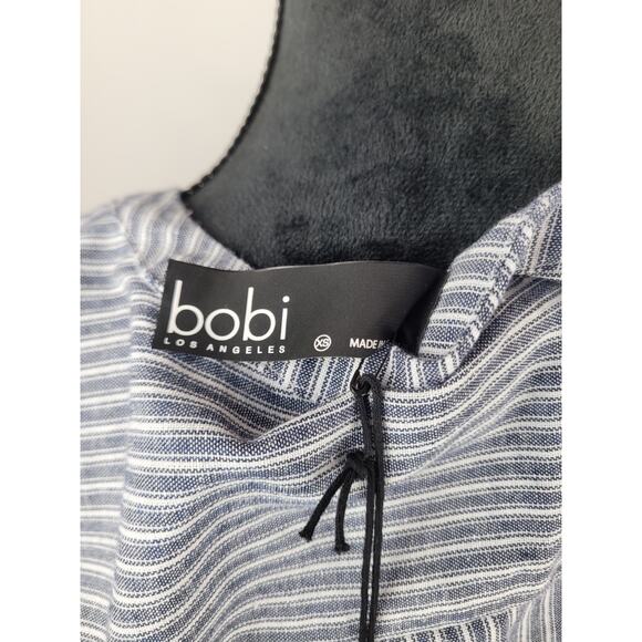 Bobi Los Angeles Revolve Women's Button Front Yoke Shirt Navy Striped Size XS - Picture 8 of 10